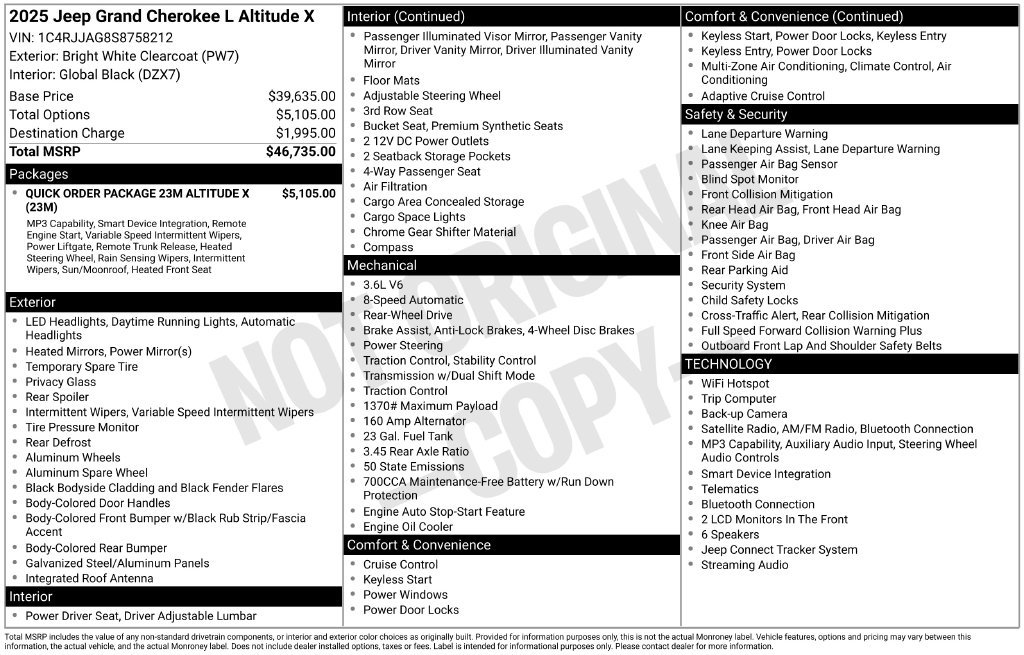 Used 2025 Jeep Grand Cherokee L Altitude RWD image 5