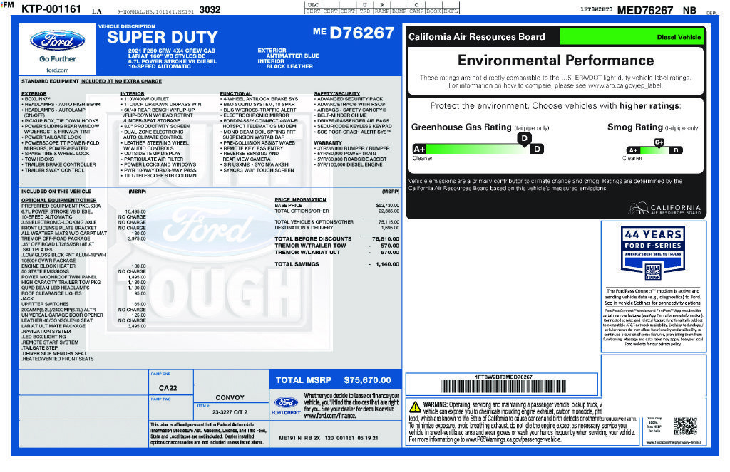 Certified 2021 Ford F250 Lariat w/ Tremor Off-Road Package AWD/4WD image 2