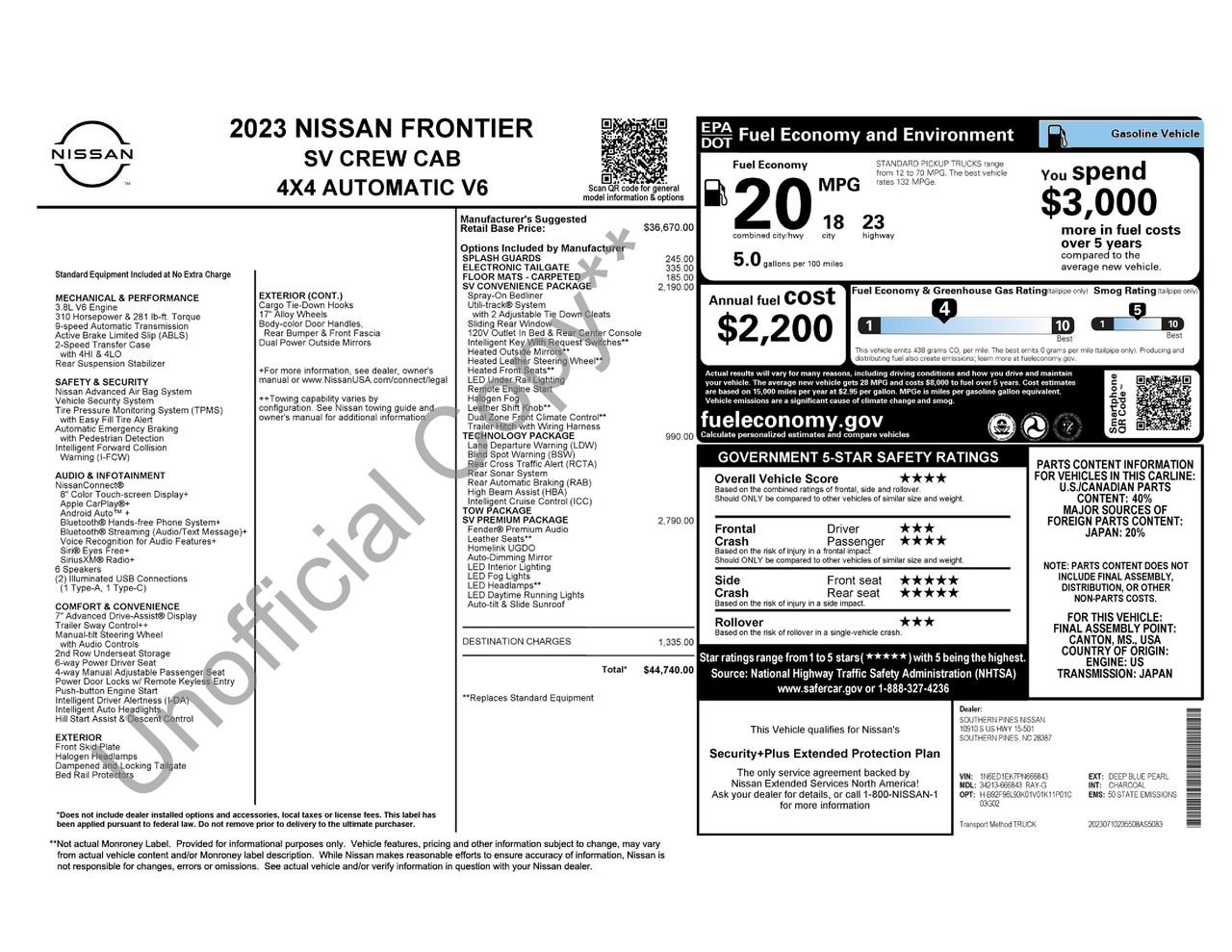 Used 2023 Nissan Frontier SV w/ SV Premium Package AWD/4WD image 60
