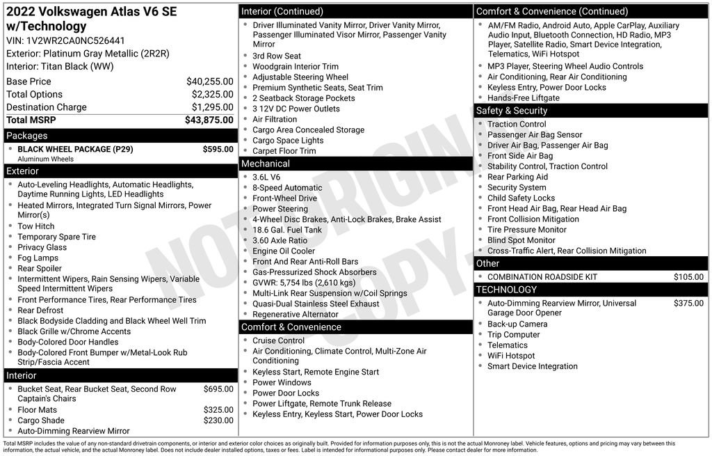 Used 2022 Volkswagen Atlas SE w/ Black Wheel Package