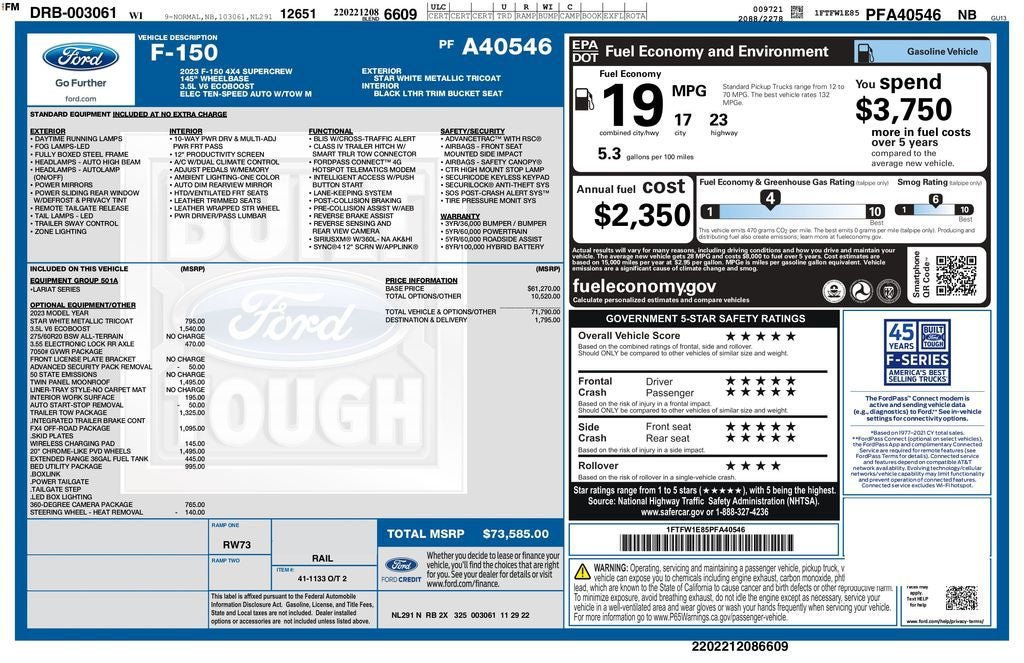 Certified 2023 Ford F150 Lariat w/ Trailer Tow Package AWD/4WD image 46