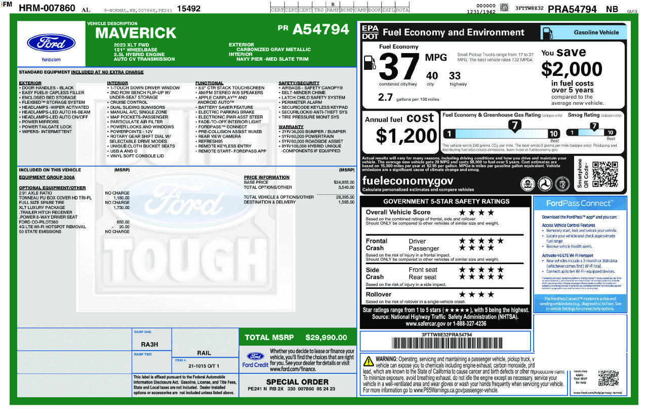 Certified 2023 Ford Maverick XLT w/ XLT Luxury Package FWD image 49