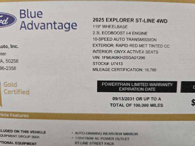 Certified 2025 Ford Explorer ST-Line w/ Premium Package image 31