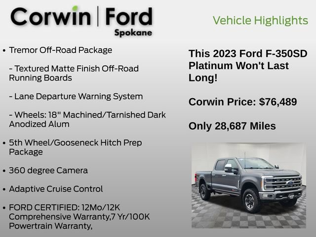 Certified 2023 Ford F350 Platinum w/ Tremor Off-Road Package AWD/4WD image 12