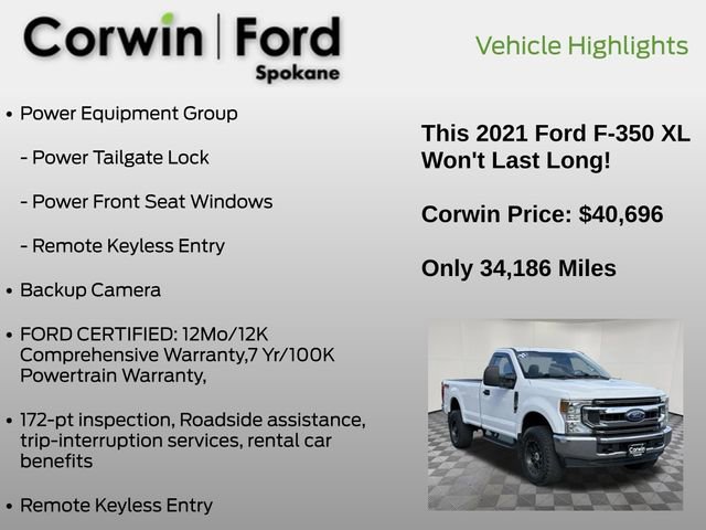 Certified 2021 Ford F350 XL w/ Power Equipment Group AWD/4WD image 12