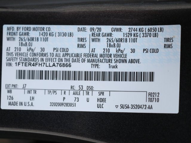 Certified 2020 Ford Ranger XLT w/ Equipment Group 302A Luxury AWD/4WD image 32