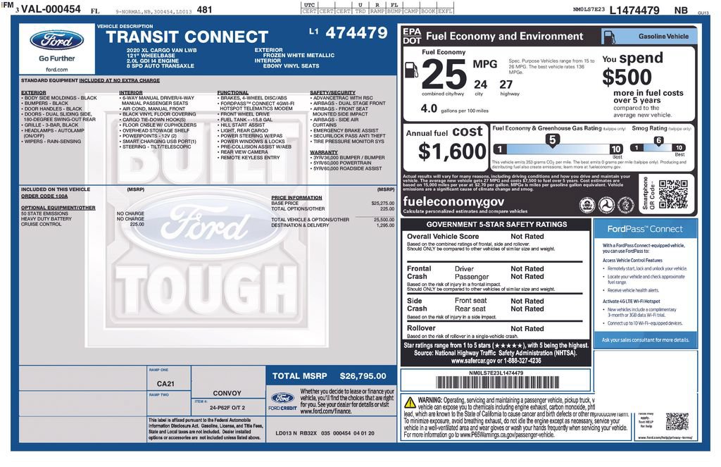 Certified 2020 Ford Transit Connect XL FWD image 9