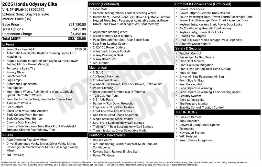 Used 2025 Honda Odyssey Elite image 5
