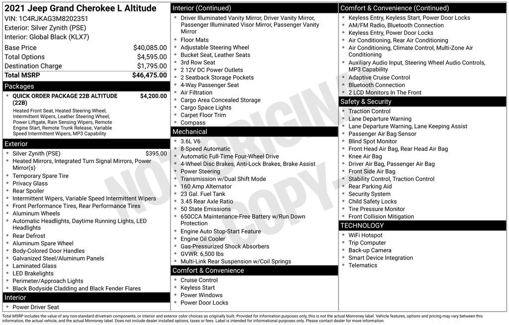 Used 2021 Jeep Grand Cherokee L Laredo AWD/4WD image 3