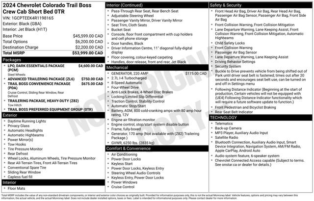 Used 2024 Chevrolet Colorado Trail Boss w/ LPO, Dark Essentials Package AWD/4WD image 34