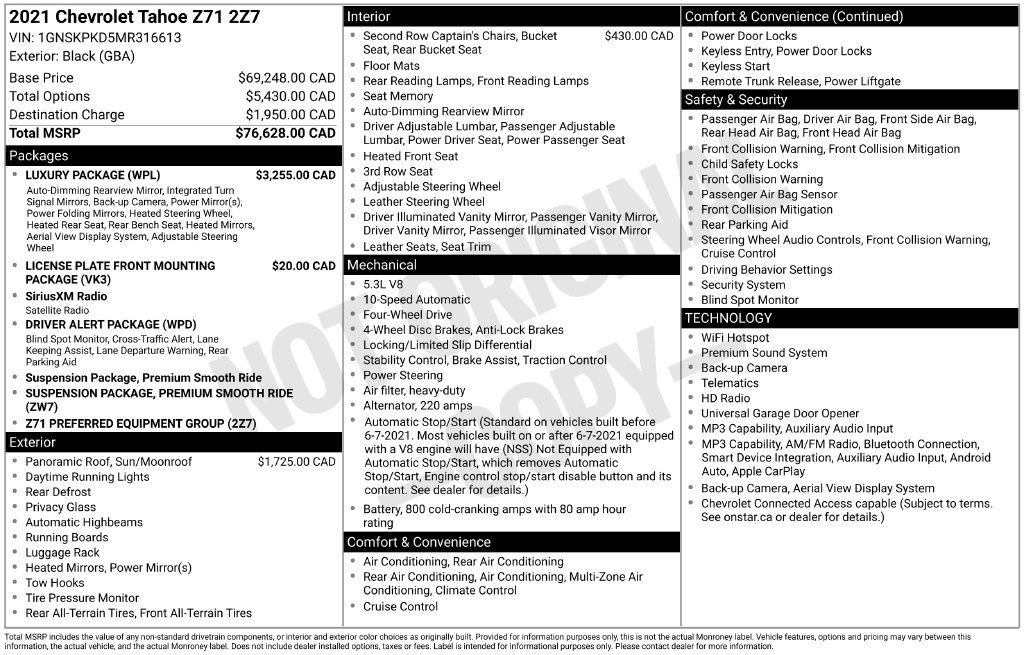 Used 2021 Chevrolet Tahoe Z71 w/ Luxury Package AWD/4WD image 27