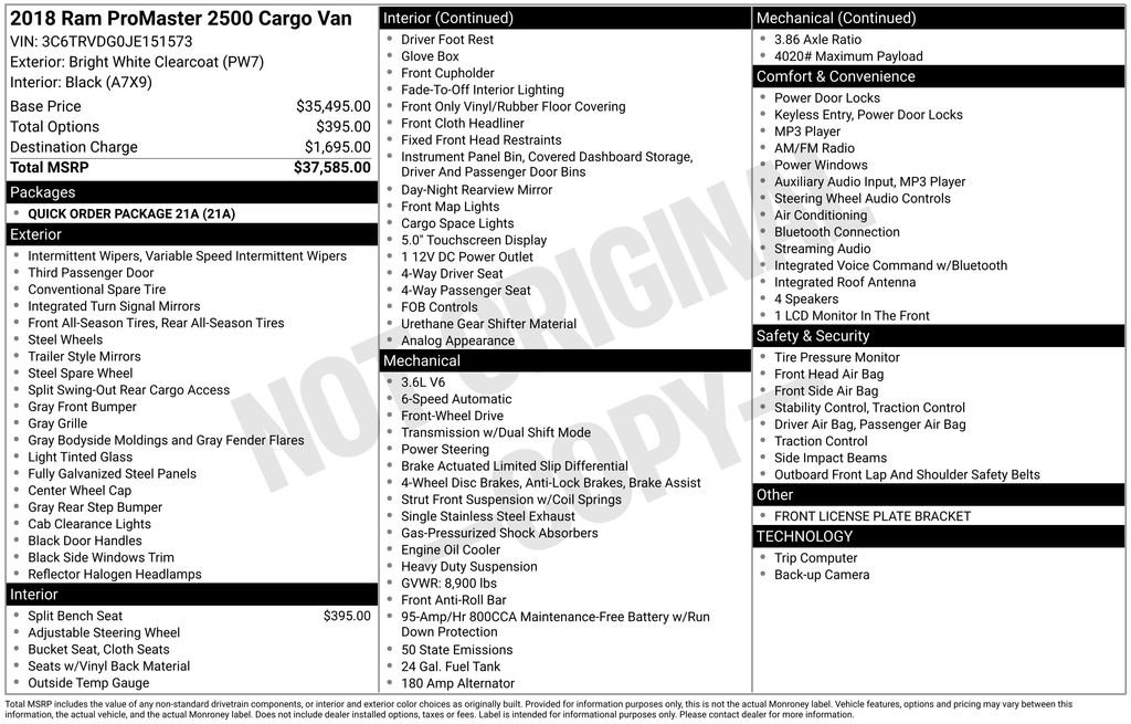 Used 2018 RAM ProMaster 2500 image 2