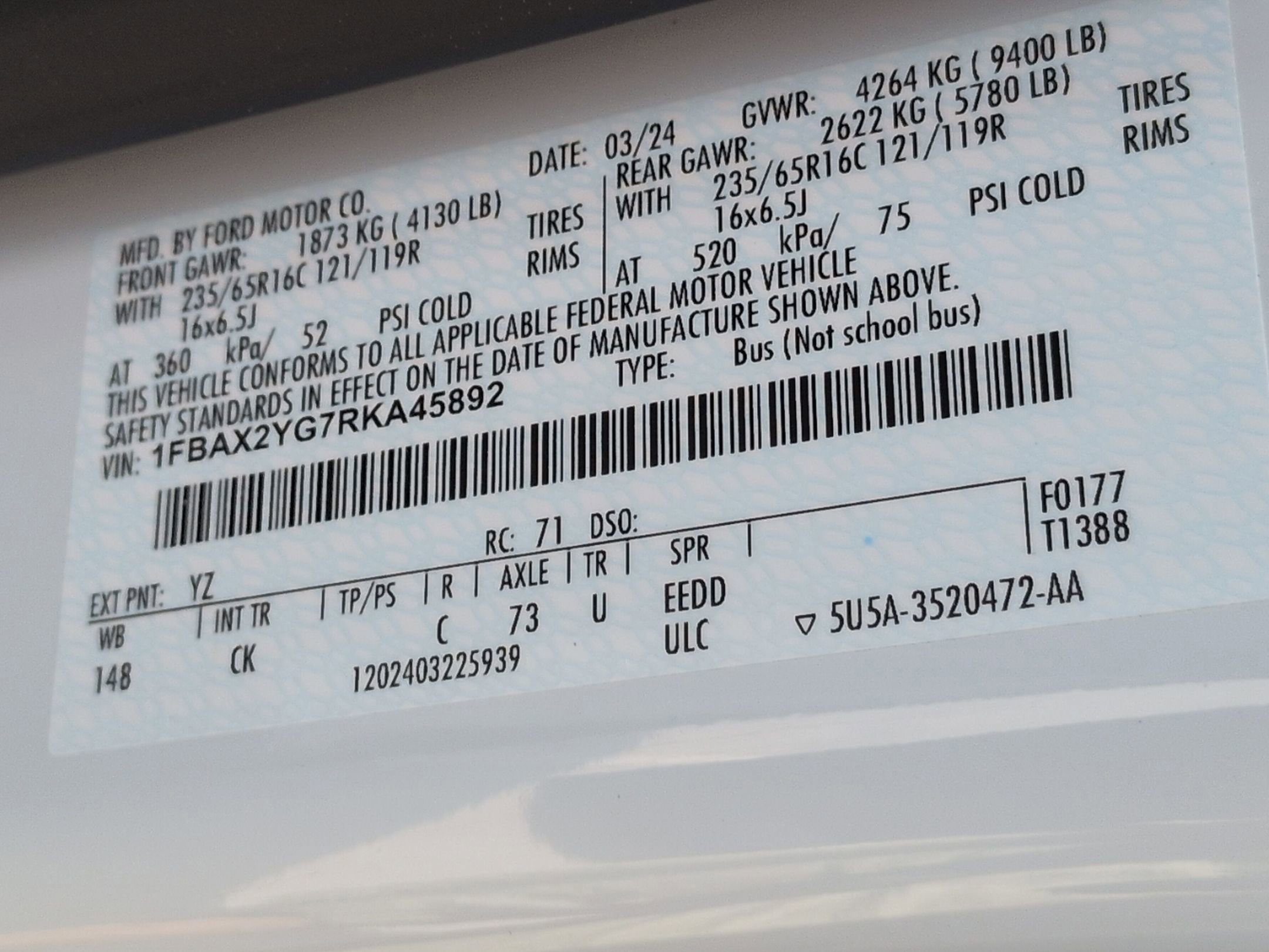 Certified 2024 Ford Transit 350 XLT image 37