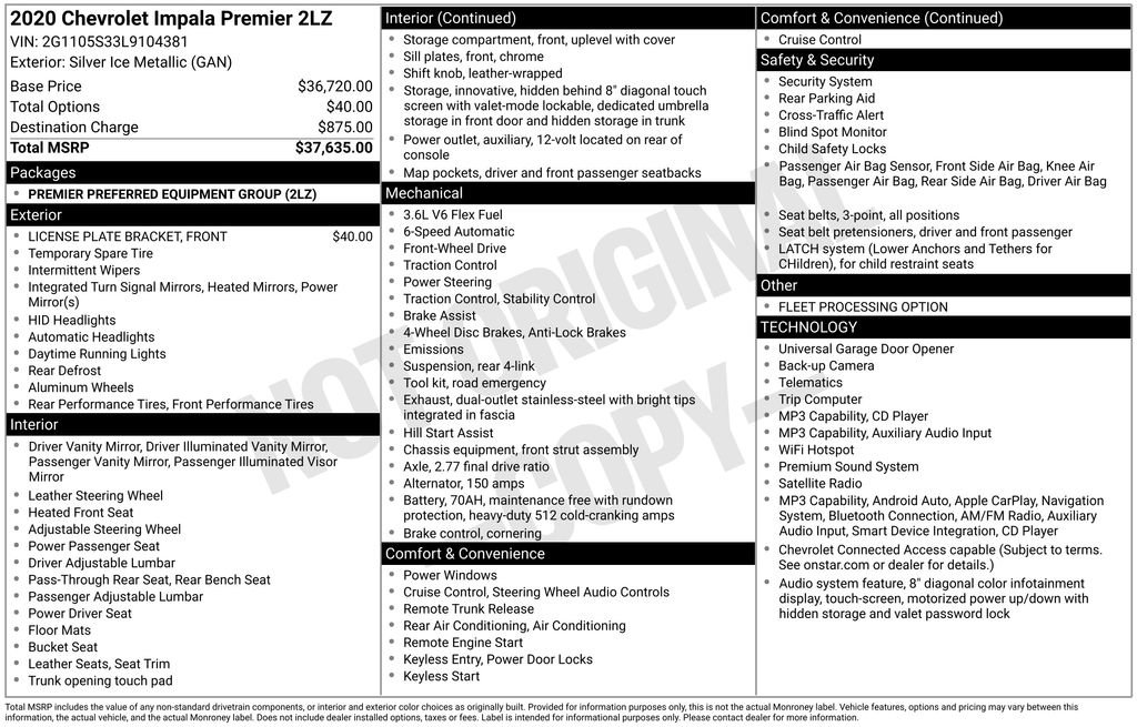 Used 2020 Chevrolet Impala Premier FWD image 4