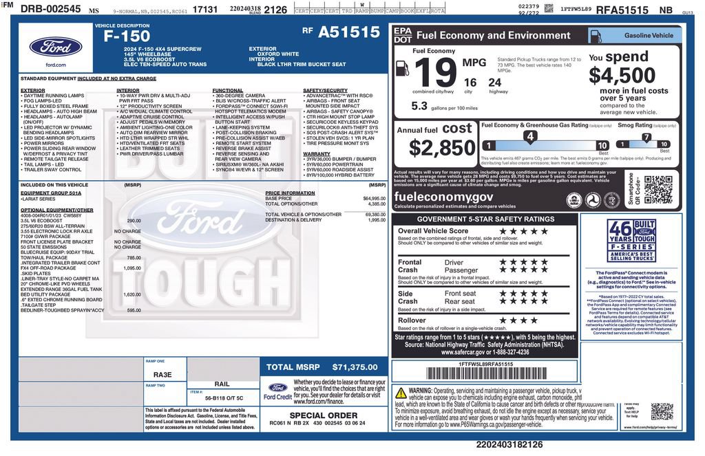 Certified 2024 Ford F150 Lariat w/ Bed Utility Package AWD/4WD image 39