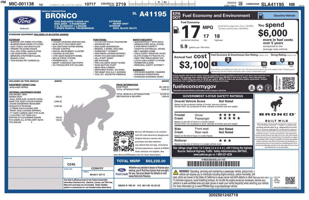 Certified 2025 Ford Bronco Badlands w/ Sasquatch Package AWD/4WD image 19