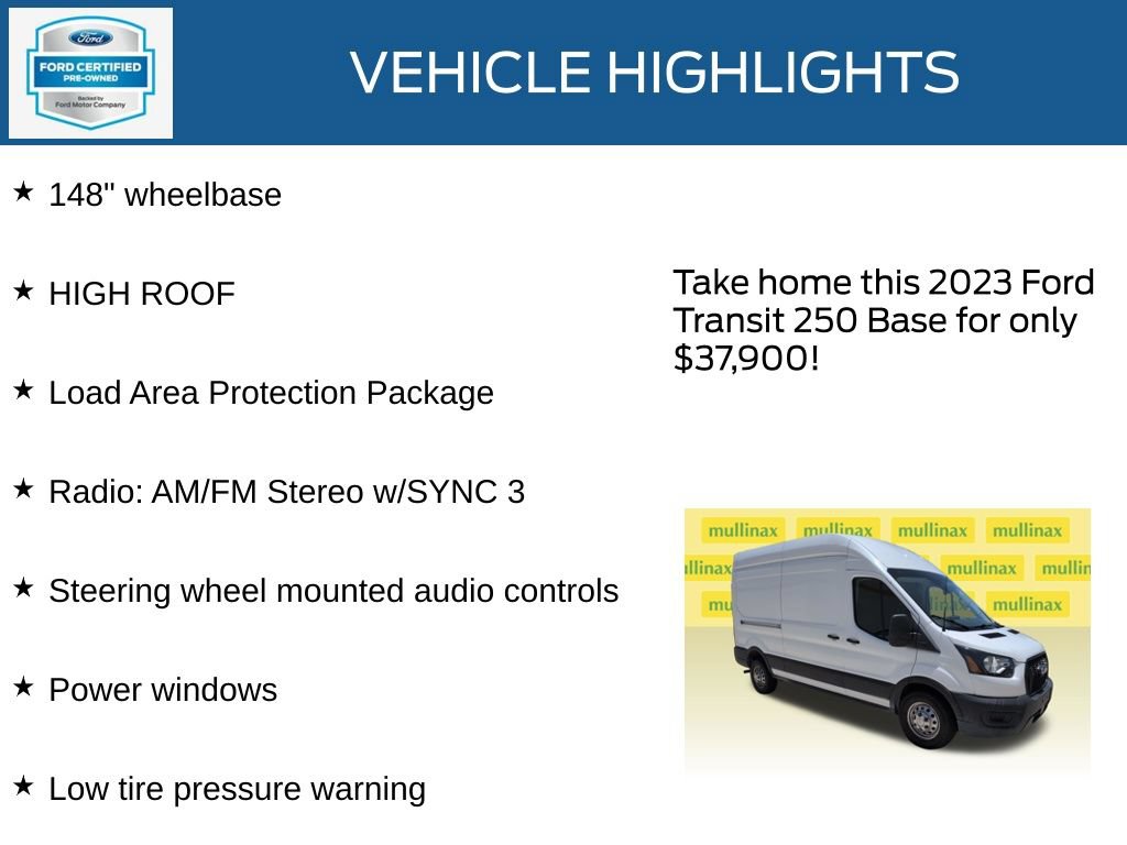 Certified 2023 Ford Transit 250 148 High Roof AWD w/ Load Area Protection Package image 23