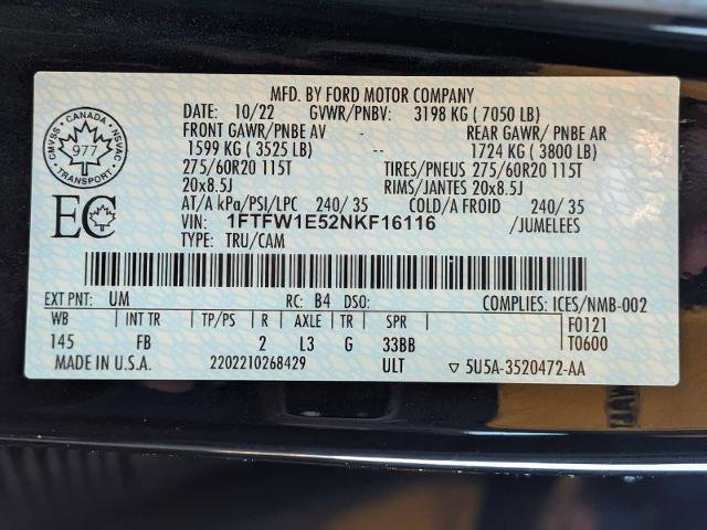 Certified 2022 Ford F150 XLT w/ Equipment Group 302A High image 34