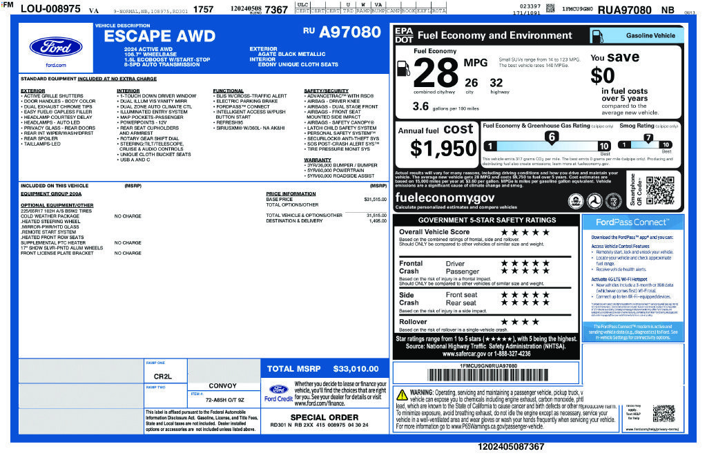 Certified 2024 Ford Escape Active AWD/4WD image 27