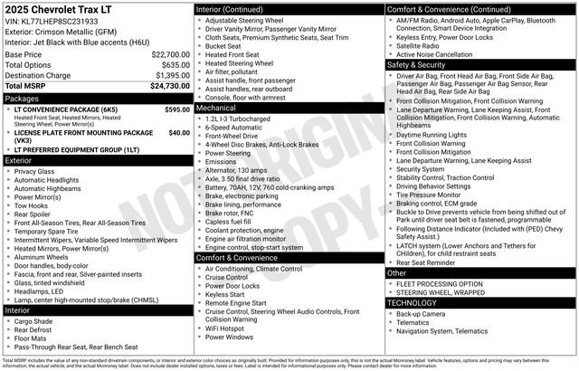 Used 2025 Chevrolet Trax LT w/ LT Convenience Package FWD image 9