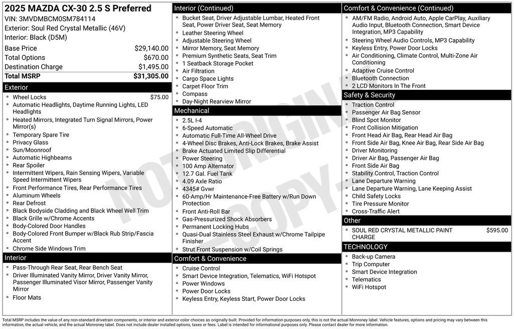 Used 2025 MAZDA CX-30 AWD 2.5 S w/ Preferred Package image 12