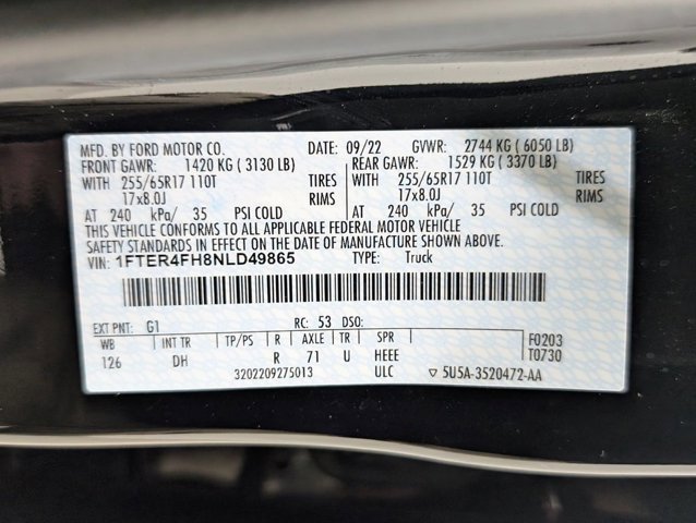 Certified 2022 Ford Ranger Lariat w/ Equipment Group 501A High image 10