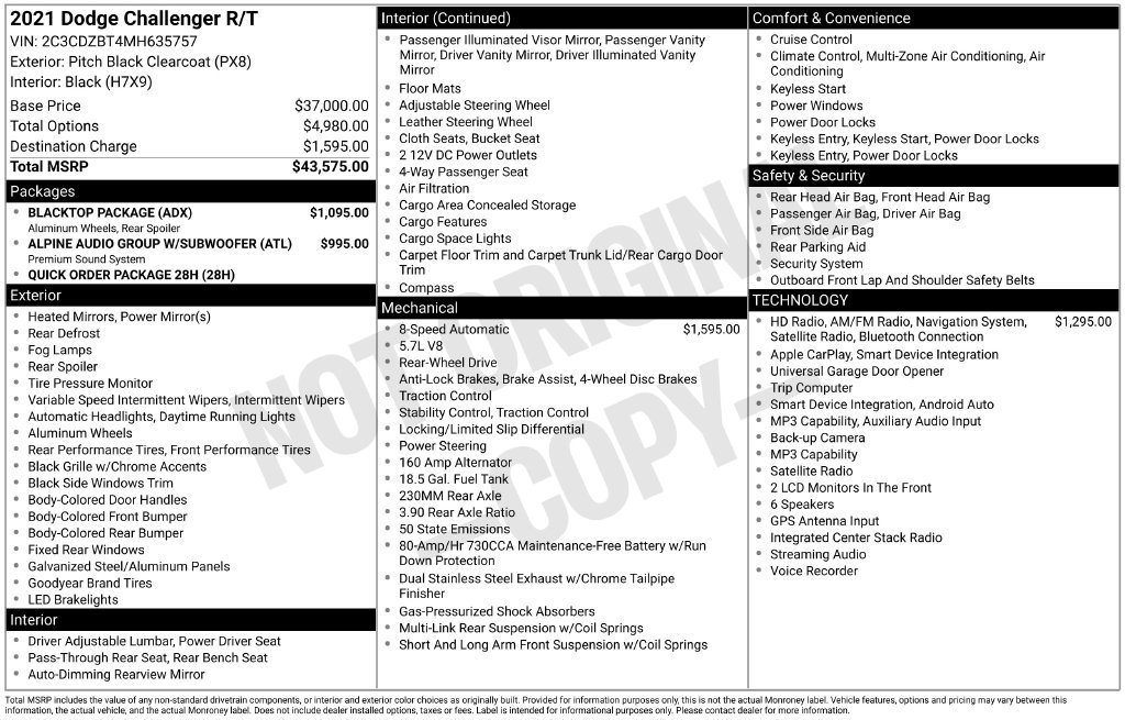 Used 2021 Dodge Challenger R/T w/ Blacktop Package RWD image 34