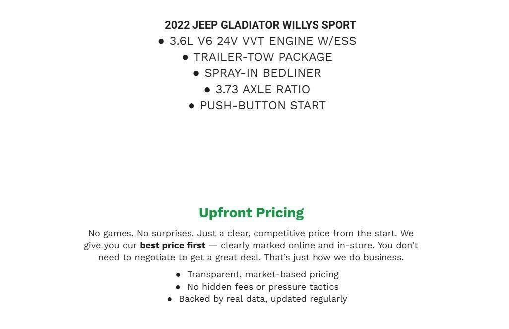 Used 2022 Jeep Gladiator Sport AWD/4WD image 2