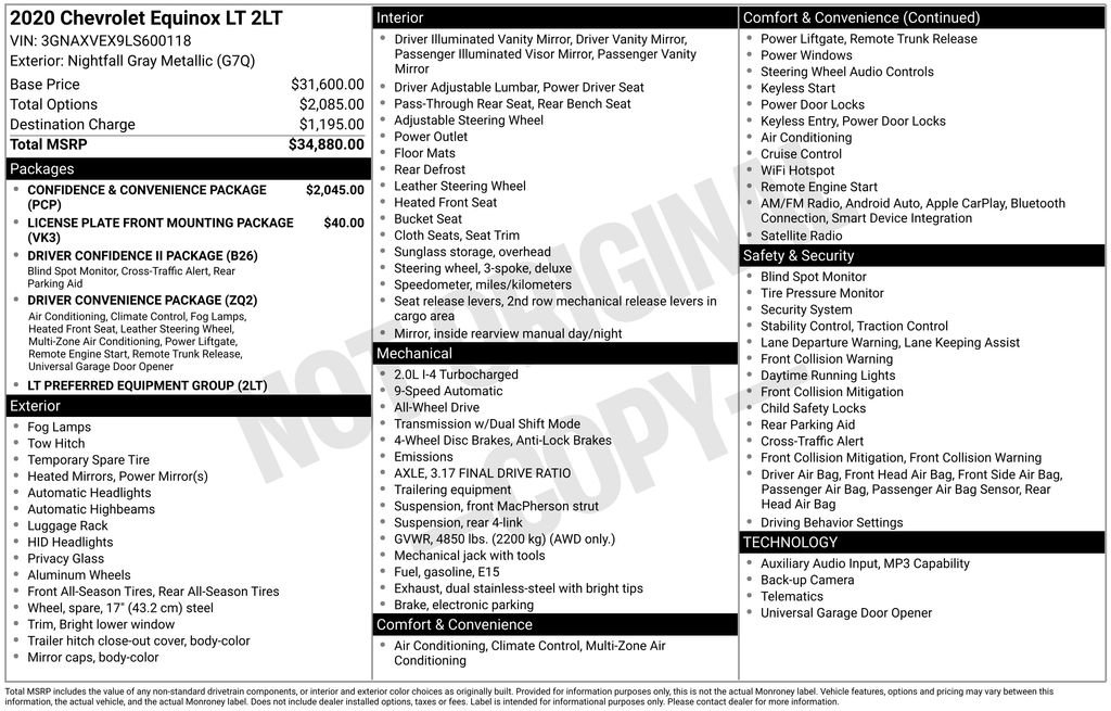 Used 2020 Chevrolet Equinox LT AWD/4WD image 4
