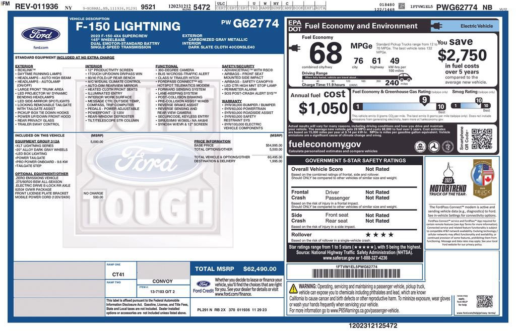 Certified 2023 Ford F150 Lightning XLT w/ Equipment Group 312A High image 12