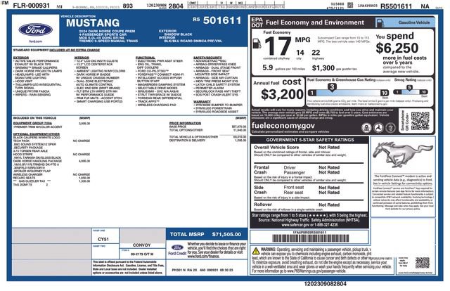 Certified 2024 Ford Mustang Dark Horse w/ Dark Horse Handlin Package RWD image 11