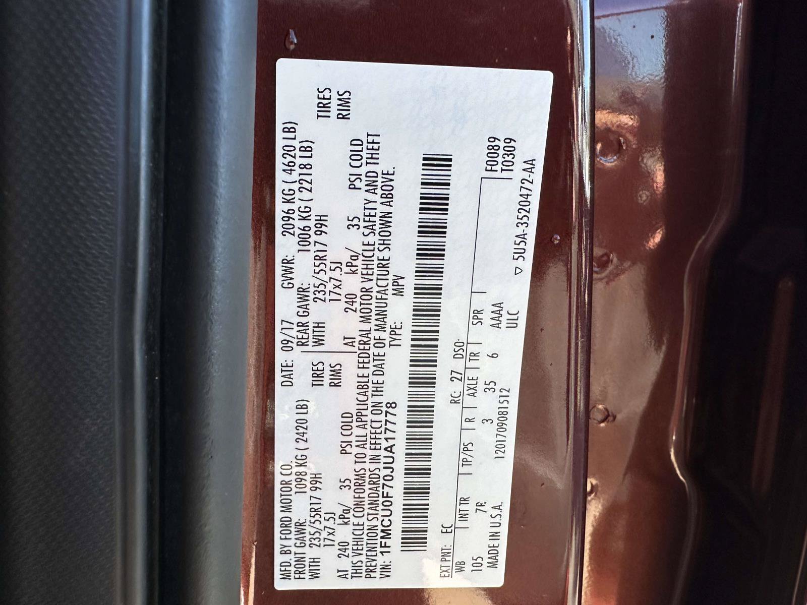 Certified 2018 Ford Escape S FWD image 20