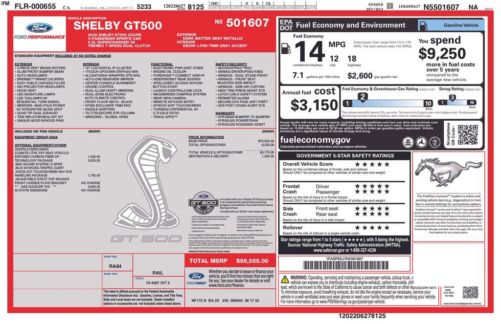 Certified 2022 Ford Mustang Shelby GT500 w/ Technology Package image 35