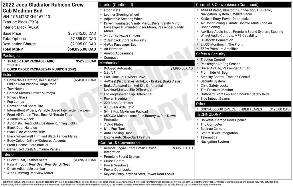Used 2022 Jeep Gladiator Rubicon w/ Trailer Tow Package AWD/4WD image 5