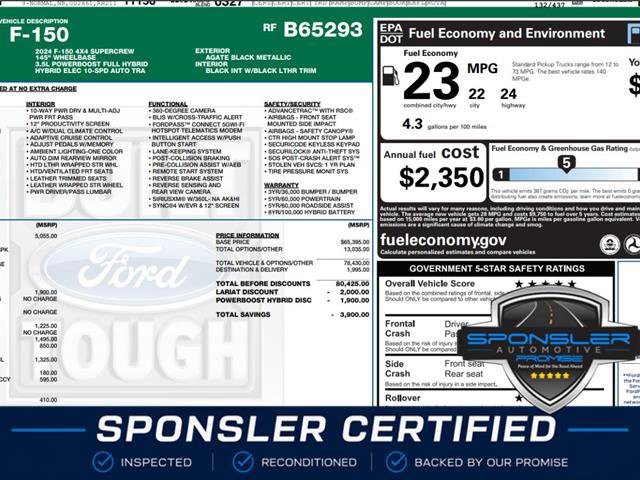 Certified 2024 Ford F150 Lariat w/ Equipment Group 502A High AWD/4WD image 1