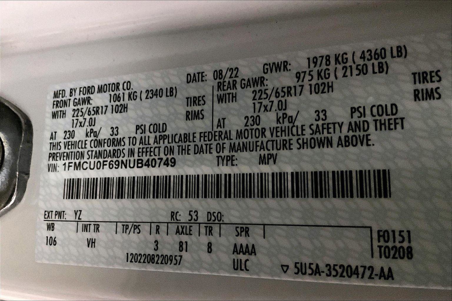 Certified 2022 Ford Escape S image 32