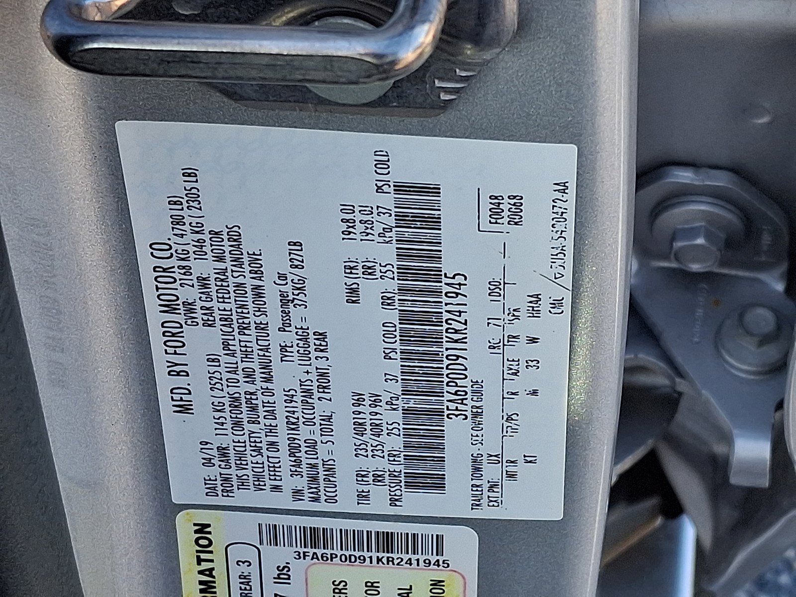 Certified 2019 Ford Fusion Titanium image 26