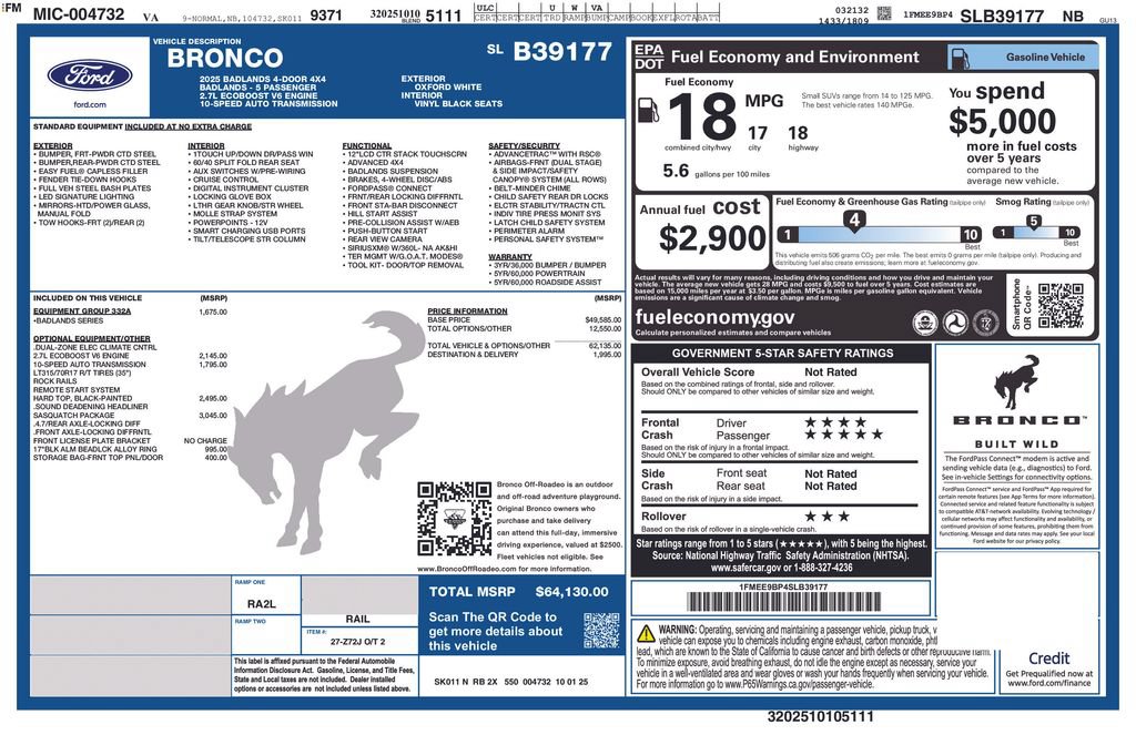 Certified 2025 Ford Bronco Badlands w/ Sasquatch Package AWD/4WD image 8