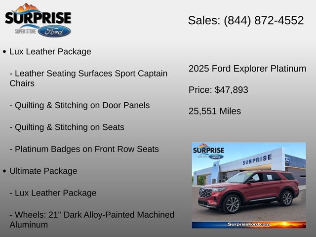 Certified 2025 Ford Explorer Platinum w/ Ultimate Package AWD/4WD image 6