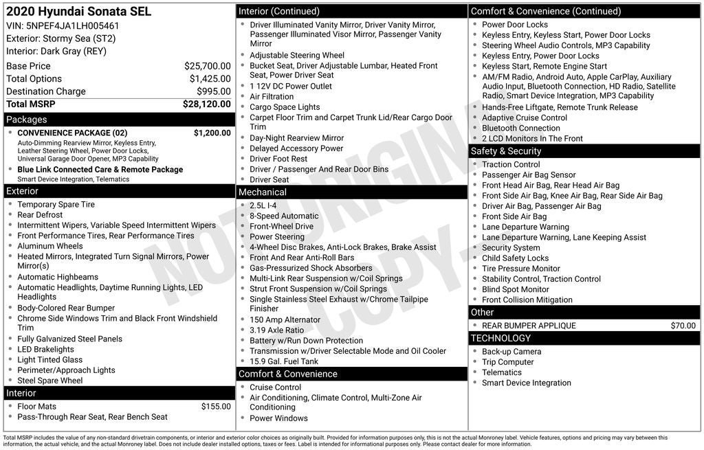 Used 2020 Hyundai Sonata SEL w/ Convenience Package FWD image 35