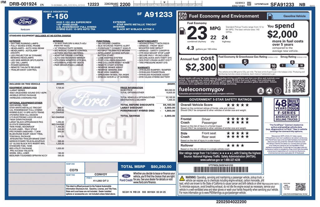 Certified 2025 Ford F150 Lariat w/ Equipment Group 502A High AWD/4WD image 41