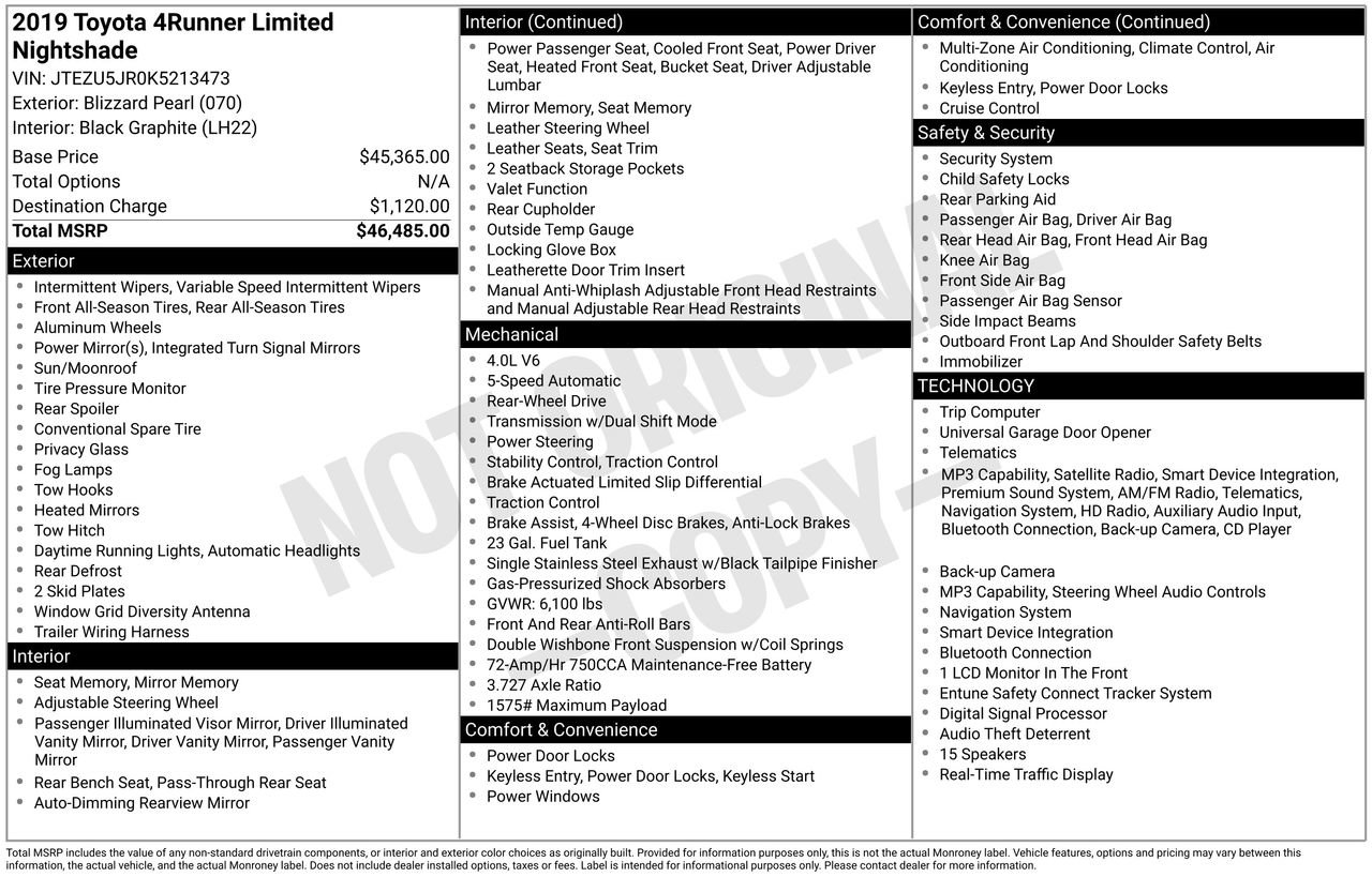 Used 2019 Toyota 4Runner Limited RWD image 27