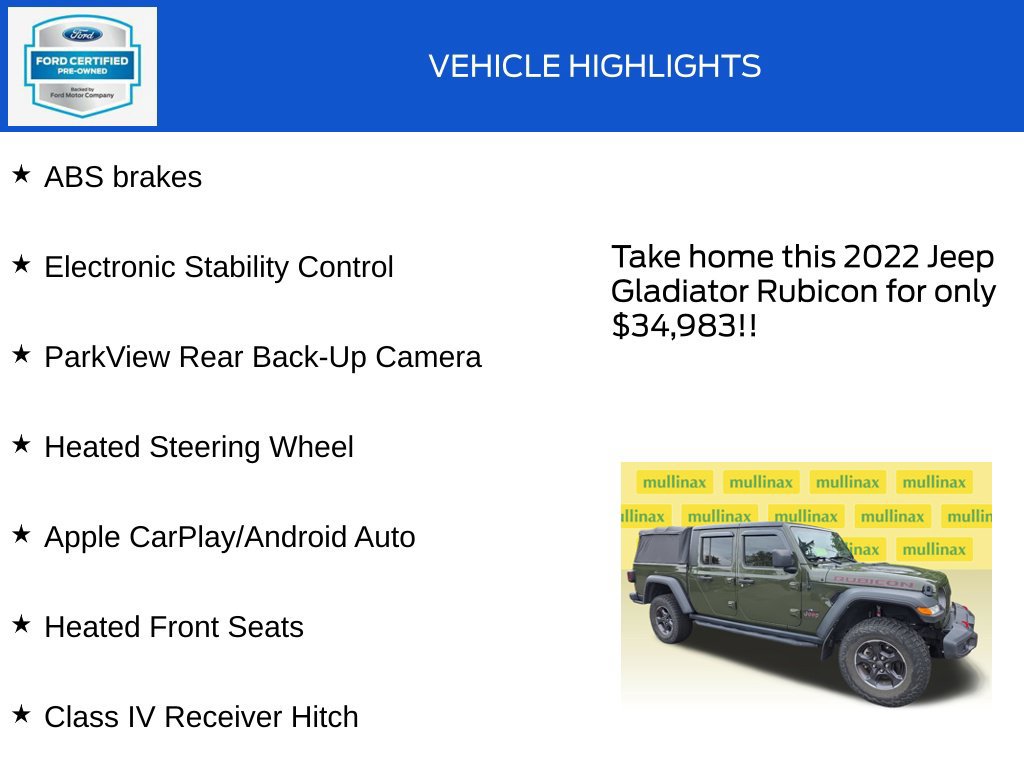 Used 2022 Jeep Gladiator Rubicon w/ Cold Weather Group AWD/4WD image 19