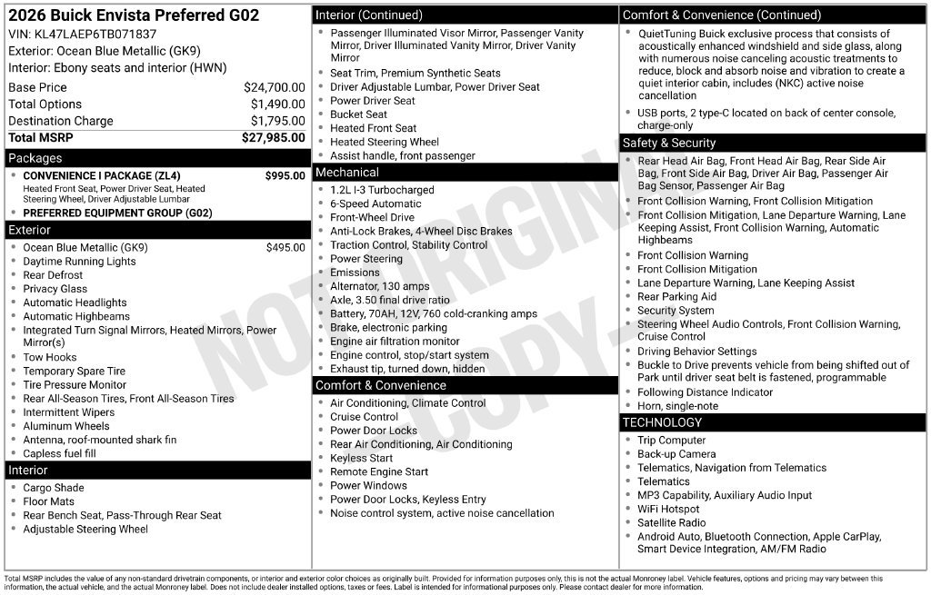 Used 2026 Buick Envista Preferred w/ Convenience I Package FWD image 6
