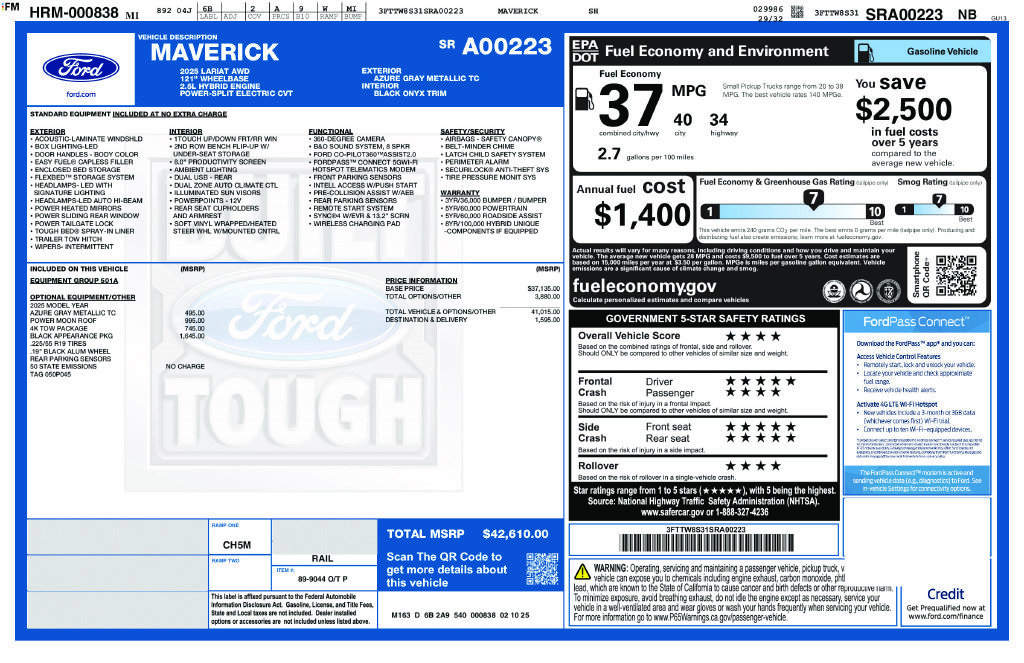 Certified 2025 Ford Maverick Lariat w/ Black Appearance Package AWD/4WD image 9