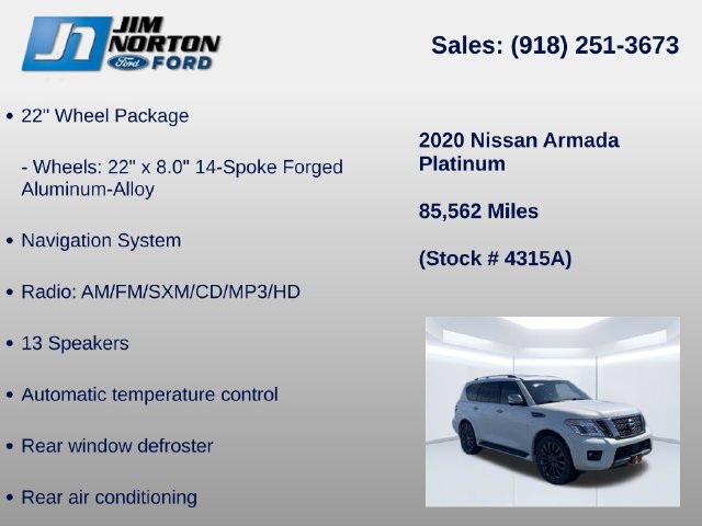 Used 2020 Nissan Armada Platinum w/ Platinum Reserve Package AWD/4WD image 8