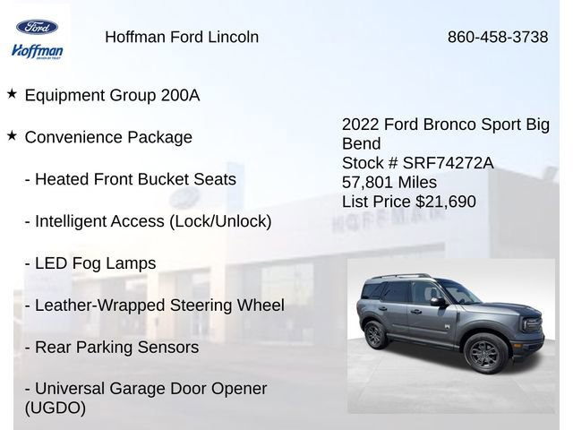 Certified 2022 Ford Bronco Sport Big Bend w/ Convenience Package image 10