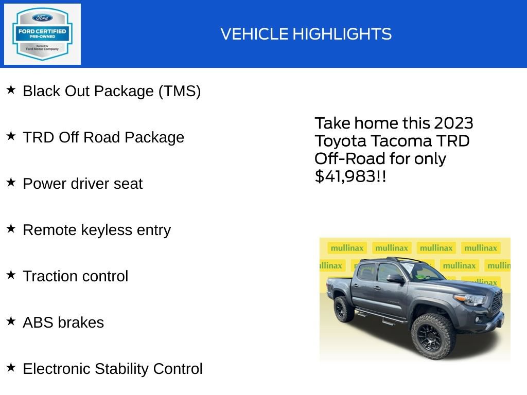 Used 2023 Toyota Tacoma TRD Off-Road w/ Black Out Package (TMS) image 18