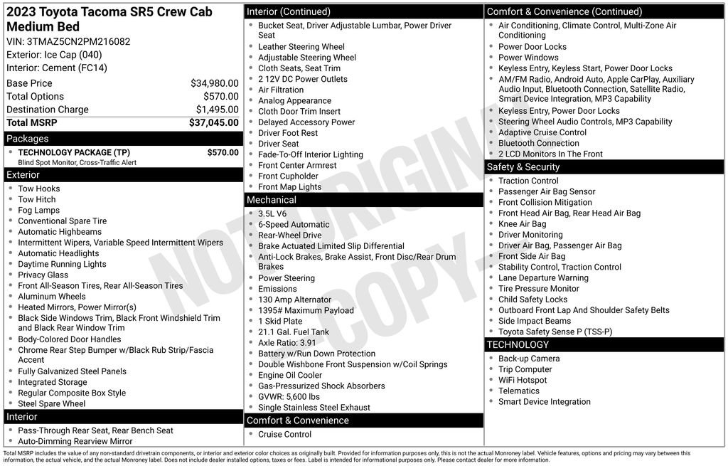Used 2023 Toyota Tacoma SR5 w/ Technology Package RWD image 5