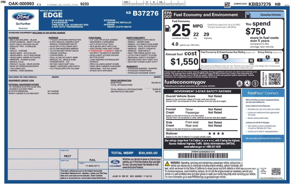 Certified 2019 Ford Edge SE FWD image 3